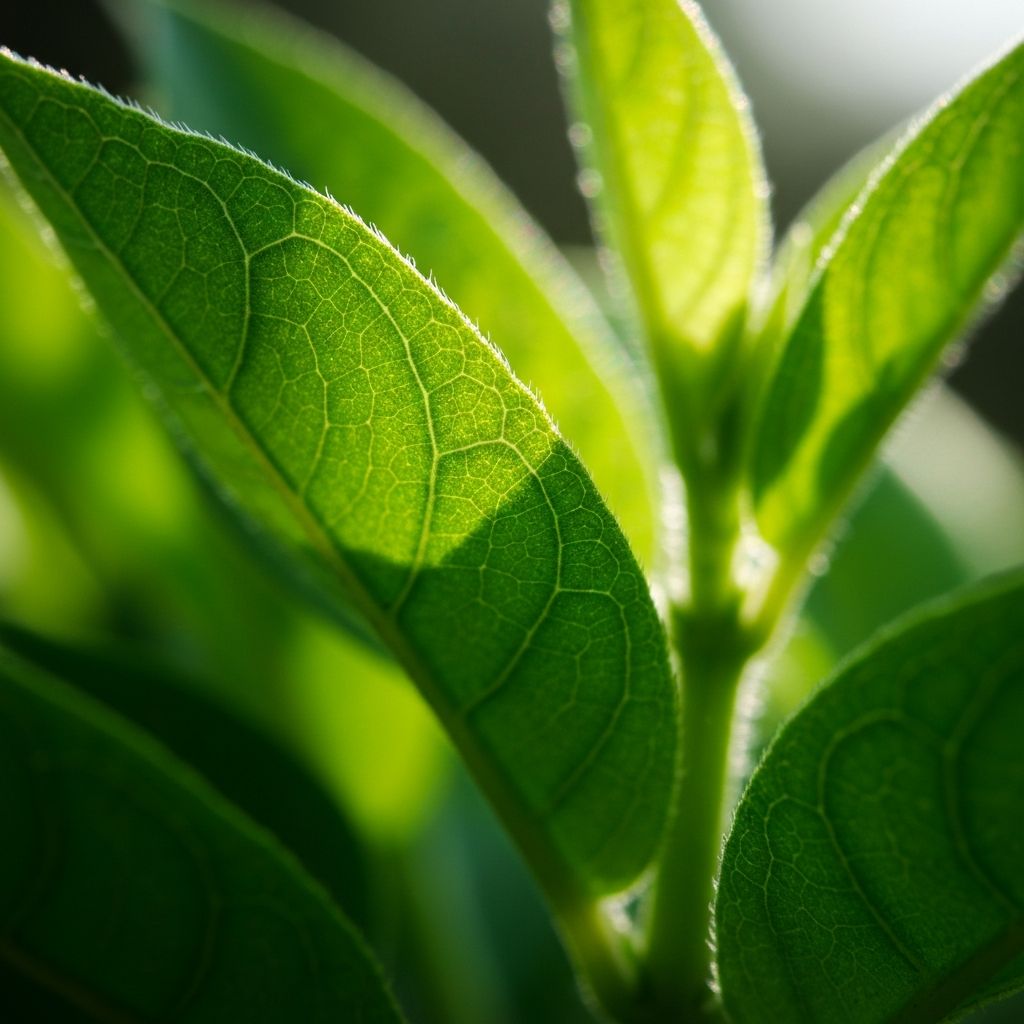 Daun tanaman hijau dengan detail tekstur